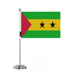 Drapeau de Bureau - Mitmev&auml;rviline - Sao Tom&eacute;-et-Principe - 14 x 21 cm - Pol&uuml;ester - Acier oks&uuml;deerimata