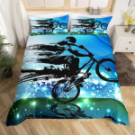 Jalgratta tekikate komplekt Motokrossi v&otilde;idus&otilde;itja voodipesu komplekt Kuninglik suurus M&auml;giratta tekkikate &Auml;&auml;rmuslik kiirussport Voodikate 140x200cm 3pcs