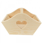 Panier en bois d&eacute;coupe coeur 15 x 10 x 9,5 cm