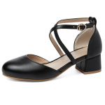 2025 Magusad Mary Janes Naiste sandaalid &Uuml;mara ninaga Paksud kontsad 4cm Pandlaga rihm Suur suurus 46 47 48 Mood Deitimisjalatsid 44 must