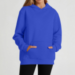 Naiste vabaaja pikkade varrukatega &uuml;hev&auml;rviline kapuutsiga dressipluus L sinine