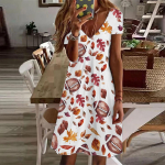 Suvemood naiste V-kaelusega l&uuml;hikeste varrukatega lillega tr&uuml;kitud kleit Seks-l&uuml;hikese seelikuga kleidid XS