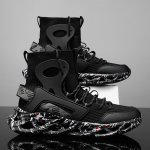 Populaarsed Suur Suurus Meeste Fly-Knit K&otilde;rge S&auml;&auml;rega Sokk-Tossud - Trendikad Tera-Pehmendusega Jooksujalatsid 46 must