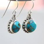 Sinine vask-turkiis &uuml;mmargune kalliskivi K&auml;sit&ouml;&ouml;disaineri statement k&otilde;rvar&otilde;ngad Ehted Kingitus talle S&uuml;nnip&auml;evakingitused