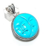 Natural Cameo Moonface Gemstone 925 Sterling Silver Jewelry Pendant 2.09 d9h85