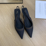 Moodne Bailamos T&auml;iesti Uued Naiste Sandaalid Moodsad Terava Ninaga Madalad Slip-On Naiste Elegantne Rihmadega Kingad Keskmise Kontsaga Kingad Mujer 35 must