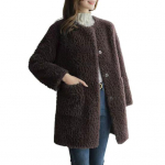 Talvemantel &uuml;mara kaelusega, pikkade varrukatega, &uuml;he n&ouml;&ouml;biga, pl&uuml;&uuml;sjakk koos M kohv