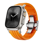 Luksuslik silikoonist rihm Apple Watch Ultra 3/2/1 49mm seeria 11/10 46mm spordik&auml;ev&otilde;ru k&auml;epael iWatch 9 8 7 6 5 SE 45mm 44mm jaoks Ultra 3-2-1 49mm oranž