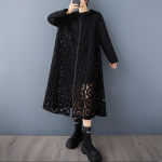 pikkade varrukatega oversized pitsist vintage must kapuutsiga vabaaja lahtine s&uuml;gis-kevad trenc coat naistele &Uuml;ler&otilde;ivad