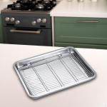 Baking Sheet with Rack Cookie Versatile Stainless Steel Easy to Clean Oil Draining Pan Oven