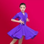 Laste Professionaalne Ladina Tantsukleit T&uuml;drukutele Saalitantsukleidid Rumba Cha Cha Samba Treeningkleit Ladina Esitus 110 lilla
