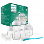 Vasts&uuml;ndinu komplekt - PHILIPS AVENT - Natural Glass 3.0 - 3 pudelit 120ml + 2 pudelit 240ml + Ultra pehmed luttid 0-6M + Pudelihari valge