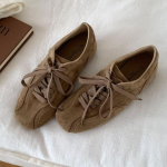 Suede Retro Paelkinnitusega Vabaaja Madalad Kingad Naistele Mugavus Madal S&uuml;gisjalan&otilde;ud Naiste Pruun Mood Baleriiniketsid Naistele 35 khaki