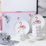 ZISHIZ Flamingo keraamiline s&ouml;&ouml;gikomplekt