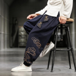 Hiina Stiilis Retro Soodsad Pilved Print P&uuml;ksid Meeste Riided S&uuml;gismood Riided Lahtised vabaaja p&uuml;ksid Suures suuruses haaremip&uuml;ksid S