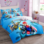 Multikas SuperS M-Mario Voodipesukomplekt M&auml;ngutegelased Super Bros Tekikate Laste Tekikatted Padjap&uuml;&uuml;r 2/3 tk &Uuml;heinimese Twin EU Single(135*200cm)3pcs