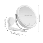 Valgustatud peegel suurendusega, 3 v&auml;rvi, h&auml;mardatav, kahepoolne meigipeegel, seinale paigaldatav LED-vannitoapeegel, 1200mAh valge