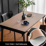 60*120cm PVC kahepoolne nahast veekindel laualina &otilde;likindel pesuvaba &uuml;hev&auml;rviline laualina Khaki/Silver Grey #1
