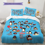 PINGU mustriga voodipesu, Tekikomplekt Tekikott Padjap&uuml;&uuml;r Kodu S&uuml;nnip&auml;evakingitus (1 * tekikott + 2 * padjap&uuml;&uuml;ri, ilma s&uuml;damikuta) 135x200cm