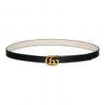 GUCCI GG Marmont kahekordse G logoga pandlaga kahepoolne kitsas nahast v&ouml;&ouml; naistele must/valge laius 2 cm 85-Basic Packaging-Dust Bag or Box must