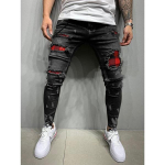 Meeste mood Rebenenud Teksad P&uuml;ksid Ruuduline Kontrast K&otilde;rge Elastne Stretch Denim Teksad Vabaaja p&uuml;ksid P&uuml;ksid S sinine