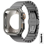 Kaitsekate+Rihm Apple Watchi jaoks Band 10 42 46mm Ultra 2 49mm 9 8 7 6 SE 5 Terasmetallist Kaitsekest Uuendus Iwatchi jaoks 45mm 44mm 45mm gray