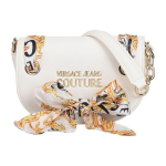 Versace Jeans Couture Logo Prindiga Sall Lips Klapp Pol&uuml;ester Nahk V&auml;ike &Uuml;mmargune Sadula Kujuline &Otilde;la Crossbody Kott Keskmine Naiste kotid Valge 74VA4BAB-ZS467-003 Basic Set (Bag+Dust Bag)