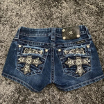 LUXEON Mini-l&uuml;hikesed p&uuml;ksid Naistele Harajuku Vintage Ristgraafika Taskud Tikandid Madala v&ouml;&ouml;kohaga L&uuml;hikesed p&uuml;ksid Gooti Seksikad Kuum T&uuml;druk Puusad Denim-l&uuml;hikesed p&uuml;ksid S