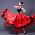 Naine Hispaania Flamenco Seelik Pol&uuml;ester Satiin Sile Suur Lehviv Karnevali Peo Tantsusaali K&otilde;hutantsu Kost&uuml;&uuml;mid Kleit 720 90cm