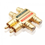 RCA mees-naissoost RCA 1 v&auml;ljund 2 RCA-le 1 mees-2 audio v&auml;ljund signaali &uuml;hilduvuse jaotur, 2 tk pakis, kullatud adapter, jaotur/muundur,