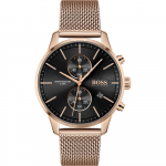 Hugo Boss 1513806 Associate Analoogne Musta Kettaga Meeste K&auml;ekell 42 mm Heleroosa