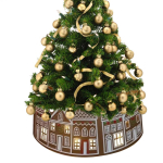 LED J&otilde;ulukuuse Krae PVC Piparkoogimaja J&otilde;ulukuuse Aluskattealus Xmas Puu Aluskattekate Kodupeo Kaunistused 28 inches