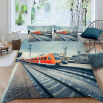 3D prindiga rong ja raudtee teemaline voodipesukomplekt Pehme tekikate 1/2 tk padjap&uuml;&uuml;riga Lastele T&auml;iskasvanutele Mikrokiud Tekikate 135x200cm gray
