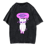 Armas kass Ma olen lihtsalt v&auml;ike t&uuml;druk, kes annab endast parima T-s&auml;rk Meestele Naistele Unisex Vintage Pesuga T-s&auml;rk Streetwear Retro Puuvillased T-s&auml;rgid S mitmev&auml;rviline