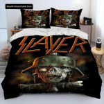 Slayer Heavy Metal B&auml;ndi Muusika Voodipesukomplekt Poistele T&uuml;drukutele Twin Queen Suurus Tekikott Padjap&uuml;&uuml;r Voodi T&auml;iskasvanud Mood Kodu Tekstiil 70x133cm 3pcs