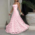 Naiste Vabaaja Pitsi Patchwork Maxi Kleit Varrukateta Spagetikujuliste Rihmadega Pikk Kleit Elegantne &Otilde;htupidu Kandmiseks Suveks Kevadeks S&uuml;giseks XS roosa