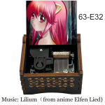 Luksuslik Must Puidust Elfen Lied Lilium Muusikakarp, V&auml;rviliselt Tr&uuml;kitud Anime Mehhanismiga Lilium Muusikalised Kingitused 63 (Beige,Small) beež