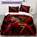 C Ronaldo Mustriga Voodipesu Tekikott Padjap&uuml;&uuml;r Kodu Kaunistus S&uuml;nnip&auml;evakingitus (1 * tekikott + 2 * padjap&uuml;&uuml;r ilma t&auml;idiseta) 140x200cm