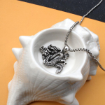Ehted Kahekordne Draakon Jumalik Draakon Ripats Kaelakee Punk Retro Trendikas Meeste Jumalik Draakon Titaanterasest Ripats 50CM(Necklace Size)