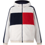 Tommy Hilfiger kunstkarusnahast Trendikas V&auml;rviline Blokeeringuga Kitsas Kapuutsiga Jakk Meeste jakid Punane Valge Sinine XJ0XJ00881 S red