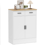Kapp, hoiukapp 2 ukse, 2 sahtli ja reguleeritava riiuliga, 68,6 x 35 x 90,3 cm, naturaalne puit ja valge 68.6 x 35 x 90.3 cm