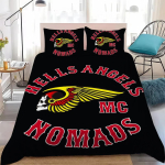 H-Hells logo A-Angels Voodipesukomplekt 3D Prindiga Tekikottide Komplekt King Queen Twin Suurused T&auml;iskasvanutele Mootorrattahuvilistele Kodu 135x200cm white