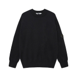 Unisex Klassikaline &Uuml;mmarguse Kaelusega Pikkade Varrukatega Kampsun Tikitud Plaastriga Soe Kootud Pullover Talvine Igap&auml;evane XXL 160-180cm must