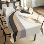 1 tk Moodne kerge luksuslik laudlina - Ristk&uuml;likukujuline pol&uuml;esterlaudlina elegantse must-valge ja beeži triibulise disainiga, masinpestav - Ideaalne fo 60*90inch(152cm*228cm）