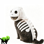 Dinosauruse luustik helendav pimedas Kassikost&uuml;&uuml;m, Pl&uuml;&uuml;sist Halloweeni Lemmiklooma Kapuutsiga Komplekt M valge