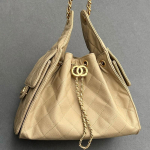Ehtsa Nahast Hobo Kott Kaviari Tekstuuriga Matt Viimistlus Kett-Rihm Pingutusn&ouml;&ouml;r &Auml;mbri Kuju Naistele Igap&auml;evaseks Kasutamiseks 26cm Large Olive Double Circle Strap beige