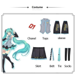 Anime figuurid Esitusriided Cosplay kost&uuml;&uuml;m JK seelikukost&uuml;&uuml;m Parukas Aksessuaarid Halloween Karnevalipidu Comic Con XXXL&Hatsune Miku gray