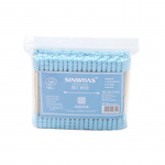 100 tk/pakendis meik meditsiinilistele naistele, kahepealine &uuml;hekordselt kasutatavad puidust pulgad vatipeade otsik sinine