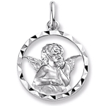 Les Tr&eacute;sors De Lily [G2374] - Pendentif Argent 'Petit Ange' argent&eacute; (rhodi&eacute;) - 18 mm h&otilde;be