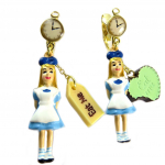 Les Tr&eacute;sors De Lily [P2049] - k&auml;sit&ouml;&ouml;na valmistatud klambriga k&otilde;rvar&otilde;ngad  Monde Merveilleux  (Alice) sinine valge kuld - 55x10 mm sinine